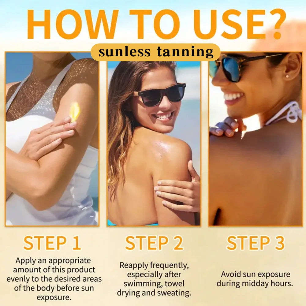 4 PCS Set Self-Tanning Cream with Hyaluronic Acid & Vitamin E - Streak-Free Sunless Tanner for Face/Body, 24H Waterproof for All Skin Tone Beach Sun Protection Women Skin Care Supplies Korean Products