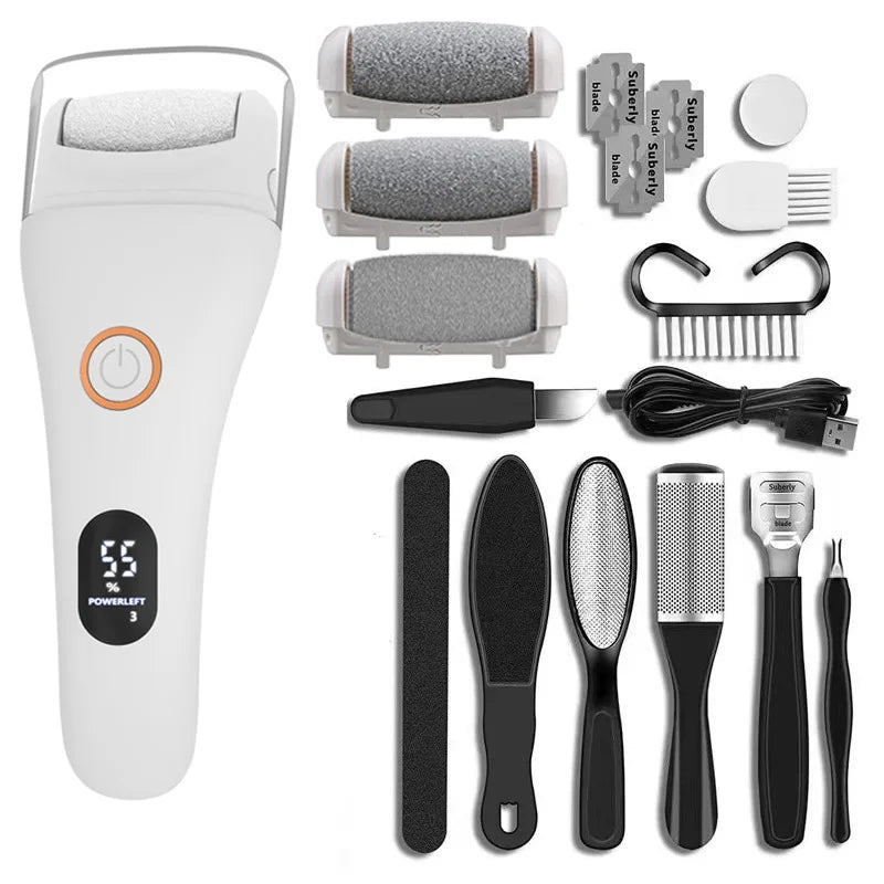 NEW Arrivals 4 Colors Full Set Electric Foot Sandpaper Dead Hard Skin Callus Remover Foot File for Heels Grinding Pedicure Tools Professional Foot Care Tool
