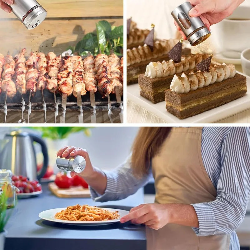 201 Stainless Steel Seasoning Jar Condiment Salt Sugar Shaker Pepper BBQ Camping Picnic Spice Storage Box Powder Bottle Container Toothpick Holder Kitchenware Accessories