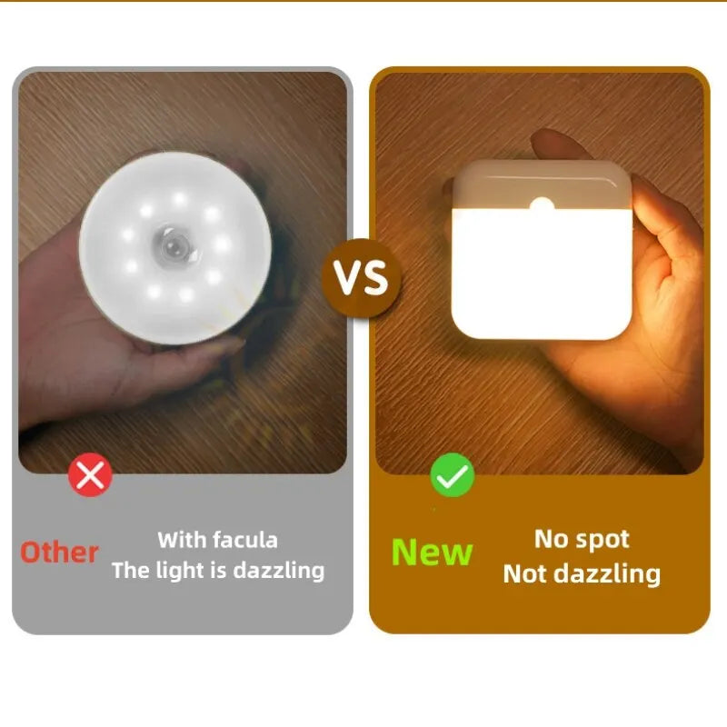 Motion Sensor Led Light USB Charging Square Lamp for Bedroom Kitchen Stair Hallway Wardrobe Cupboard Lighting