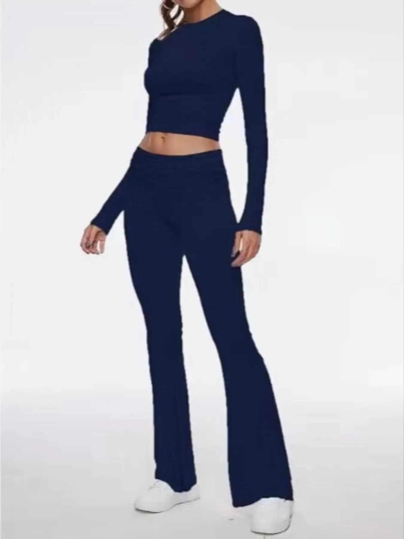 NEW Arrivals S-XL 7 Colors High-End Women's Long Sleeve Top And Flared Pants Set Fashionable And Stylish Polyester Fiber Women Outdoor Streetwear Sports Sets