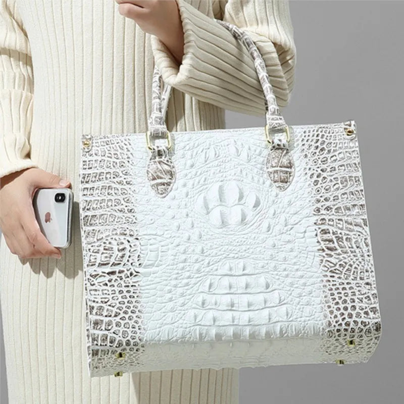 NEW Crocodile Alligator Leather Women's Handbags Luxury Fashion Shoulder Tote Bag Large Capacity Designer Portable Ladies Top Handle Fashion Bags Products