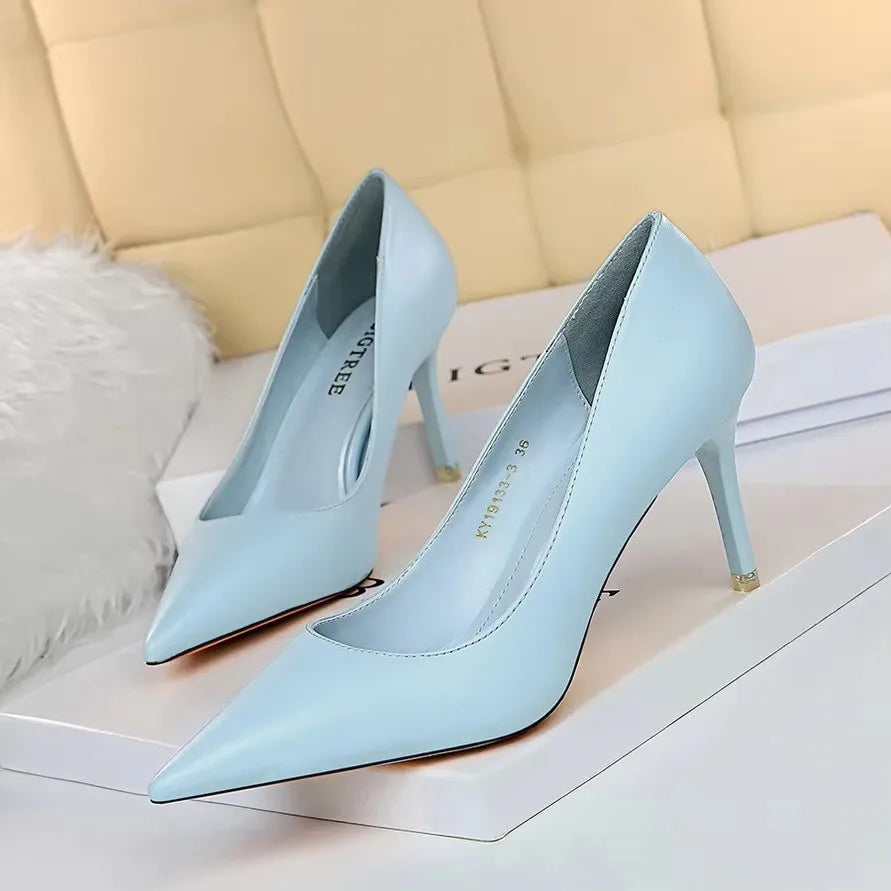 Just Arrived 10.5cm 7 Colors Handmade Leather Shoes Women Pumps Fashion High Heels Shoes Black Pink White Shoes Women Wedding Formal Shoes Ladies Stiletto Women Heels