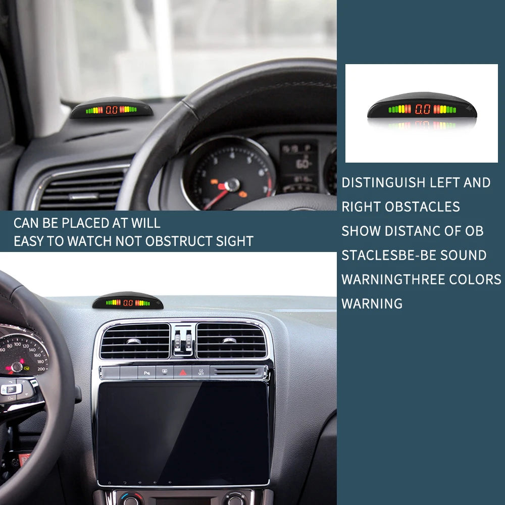 Car LED Parking Sensor Kit 4 Sensors 22mm Reverse Radar Sound Alert Indicator System 8 Colors
