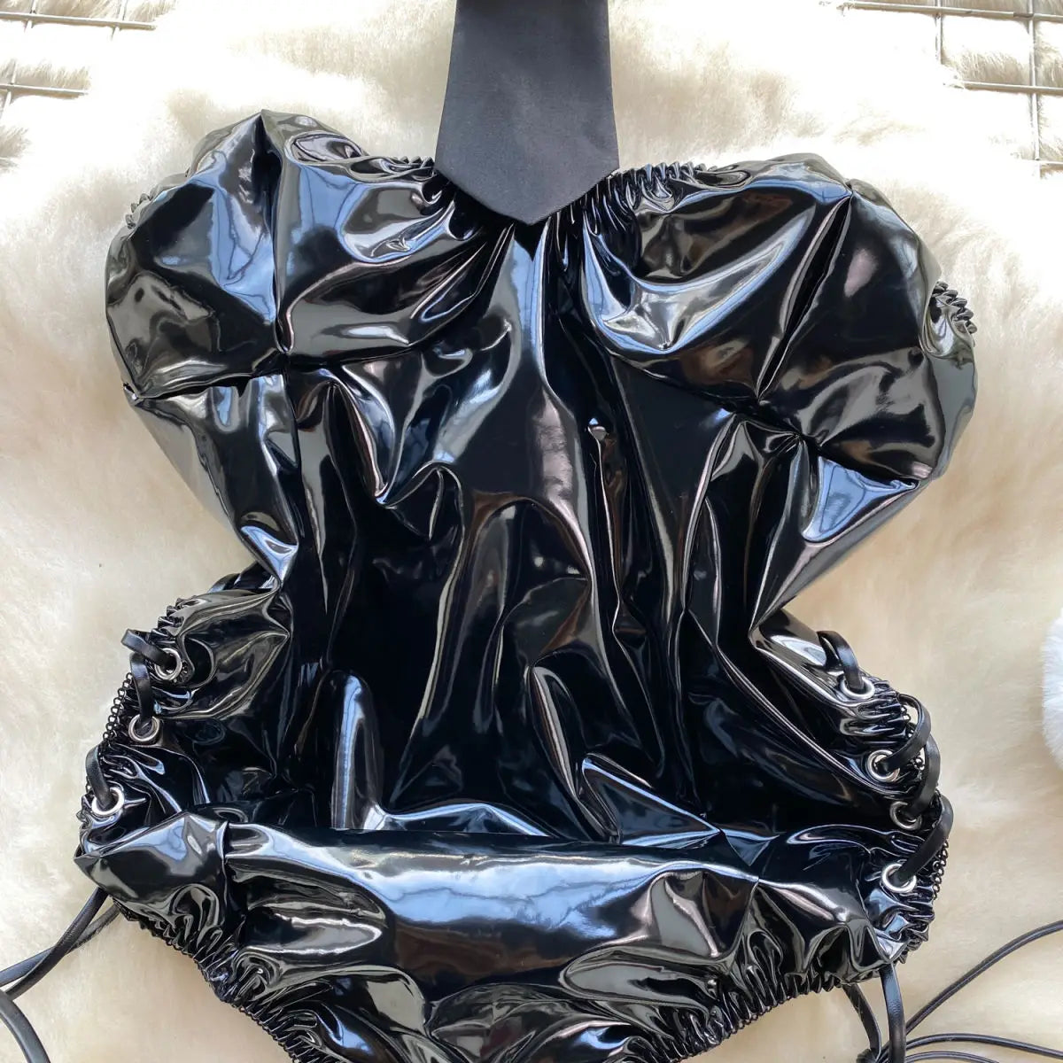 Playboy Bunny PU Leather Rabbit Girl Strapless Strapping Slim Jumpsuit Set Exotic Pornographic Lingerie Party Cosplay Bodysuit Lace-up Sexy Lingerie Underwear Fashion Clothing Sexy Apparel Products
