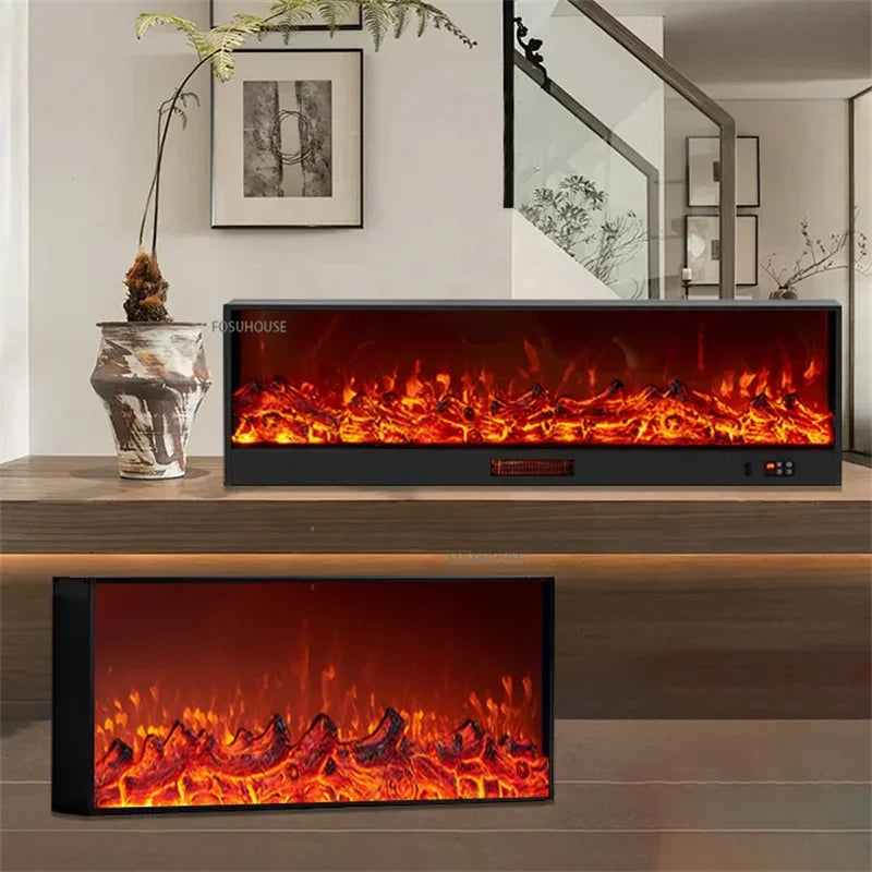 Customized Embedded Home Electric Fireplace Heater Fireplace Core Simulation Flame Living Room Decoration LED Background Wall Mounted Heating Home Supplies