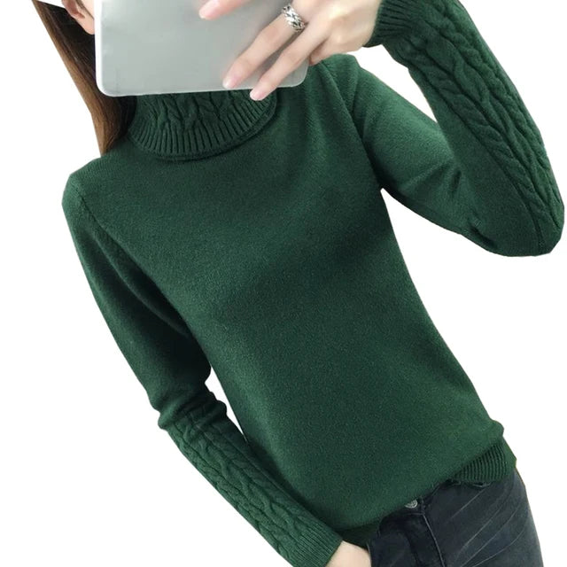 S-XL 4 Colors Women Sweater Turtleneck Pullovers Autumn Winter Sweaters New Arrival Long Sleeves Thick Warm Female Sweater