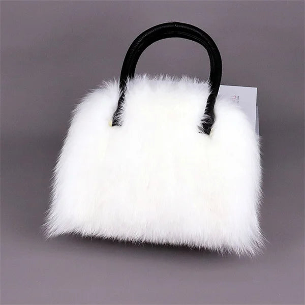 New Women's Clothing Designer Brand Luxury Real Fox Hair Large Capacity High-End Evening Party Business Dinner Handbag Charm Women's Fur Bag Purse Girls Ladies Luxury Fashion Apparel Accessories Clothing Supplies