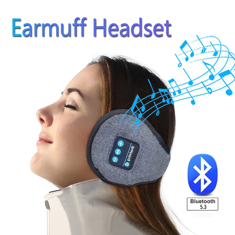 NEW Arrivals Wireless Black Ear Muffs Bluetooth Headphones Earmuffs Winter Earplug Casual Cap Sports Cycling Running Hiking  Riding Warmer Earmuff Men Women Music Earphones