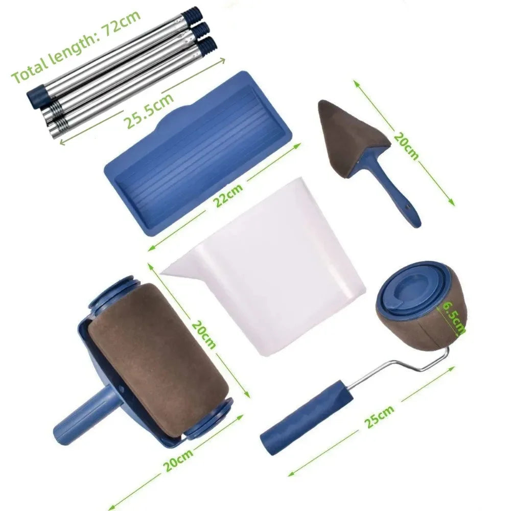 NEW Arrivals 7PCS Set Wall Texture Roller Paint Brush Telescopic Rod Set Expansion DIY Sponge Self Suction Coat Wall Paint Machine Used for Wall Corner Coating Tools Home Painting Accessories