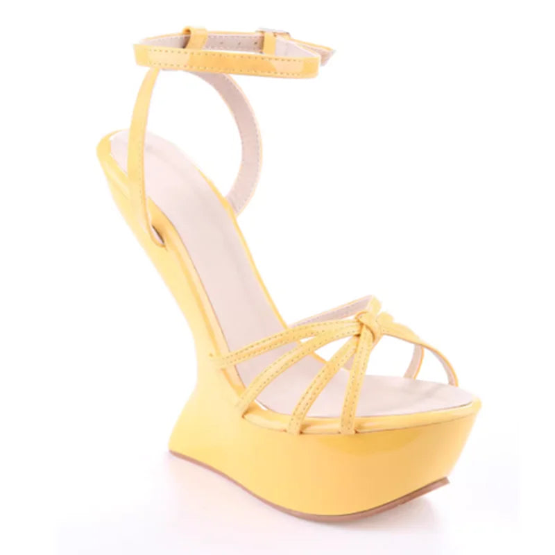 3 Colors UK (3-10) Size Summer New Strange Style Platform Sandals Cross Strap High Heels Slingback Street Shoes Ladies Ankle Buckle Evening Party Shoes