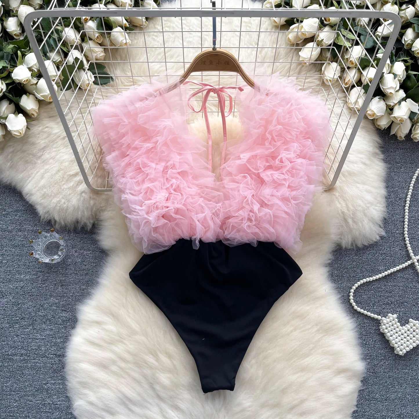 UK Size 5 Colors Sexy 3D Flowers Spliced Sheath Bodysuits Club Lace Up V Neck Playsuits Fashion Streetwear Backless Sensual Rompers