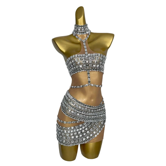 Low-Price Sales are Limited NEW Arrivals Sparkly Diamonds Mini Dress for Women Sexy Evening Nightclub Party Celebrate Birthday Dress Photo Shoot Performance Stage Wear