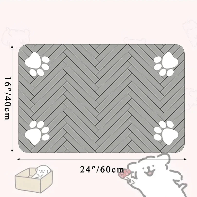 NEW Arrivals 40x60cm Pet Feeding Mat-Absorbent Pet Placemat for Food and Water Bowl, with Waterproof Rubber Backing, Quick Dry Water Mat for Dog Cat