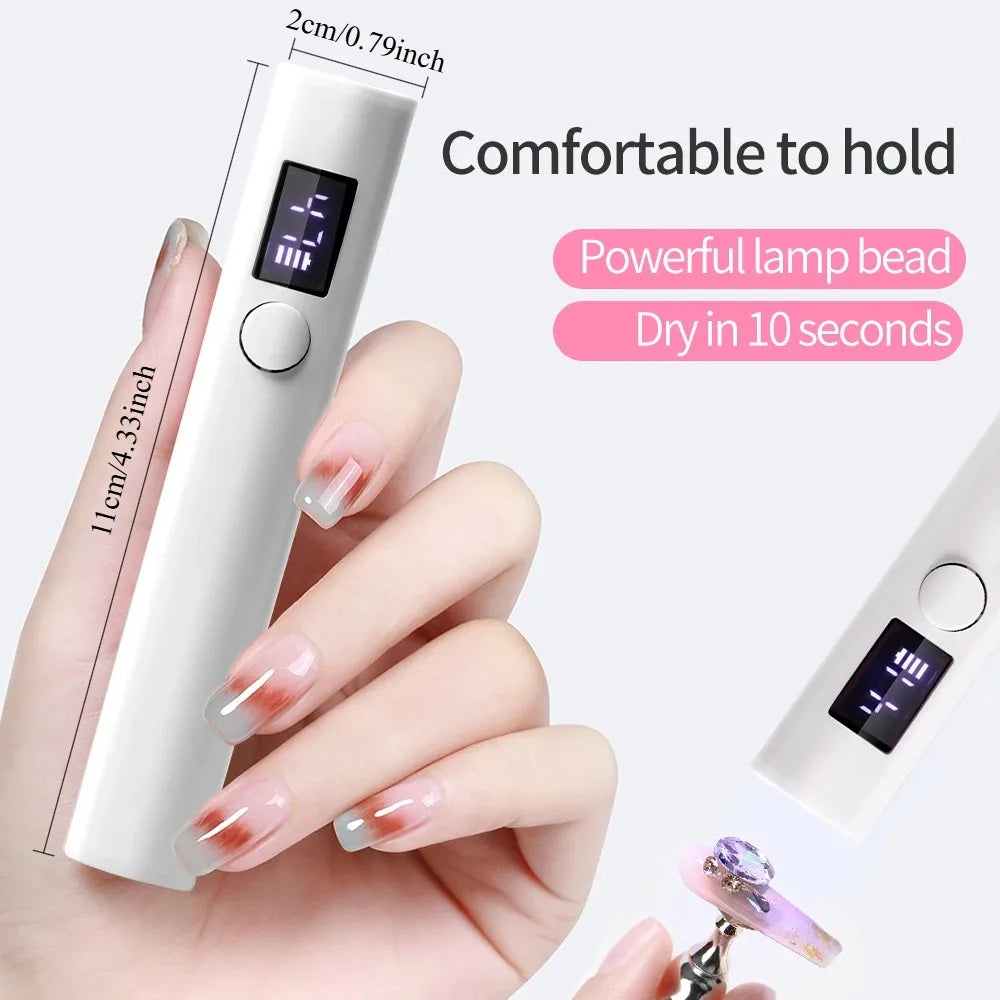 NEW Arrivals Portable Handheld Mini Nail Lamp For Gel Polish Quick Dry Flashlight Pen USB Rechargeable Nail Dryer Machine UV LED Nail Care Accessories Manicure Pedicure Tools