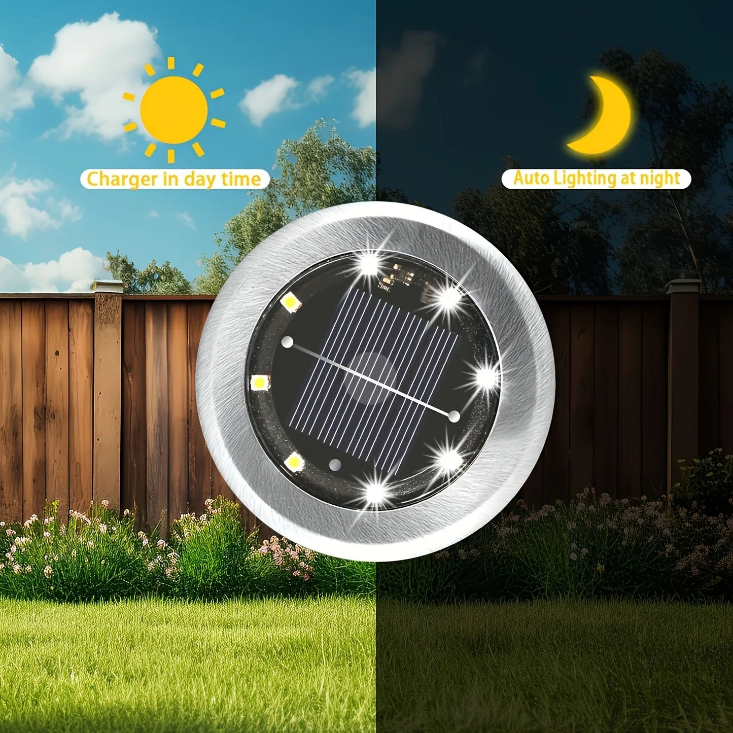 NEW Arrivals 8PCS Set LED Solar Ground Lights Outdoor Step Lights Warm/Cool White Solar Lights Decorative Landscape Lights for Paths Gardens Lawns Home Outdoor Garden Supplies
