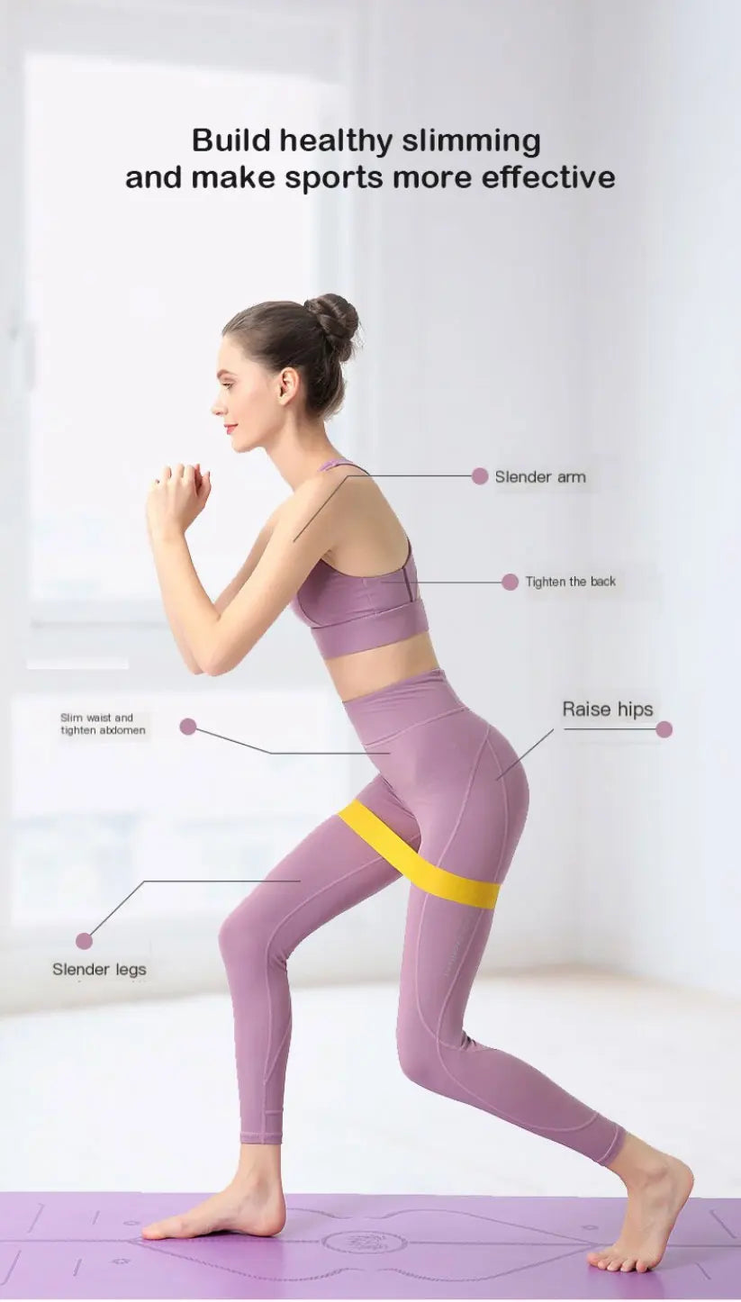5 PCS Set Home Gym Yoga Studio Tension Belt Fitness Elastic Belt Resistance Belt Squat Butt AIDS Tension Ring Stretching Exercise Belt Sports Accessories