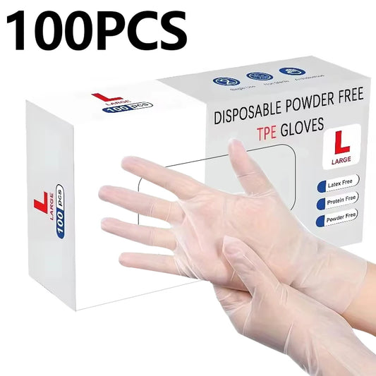 NEW 100PCS Disposable TPE Silicone Gloves Kitchen Bathroom Restaurant Camping Travel Waterproof Oil-Proof Household Cleaning Tools
