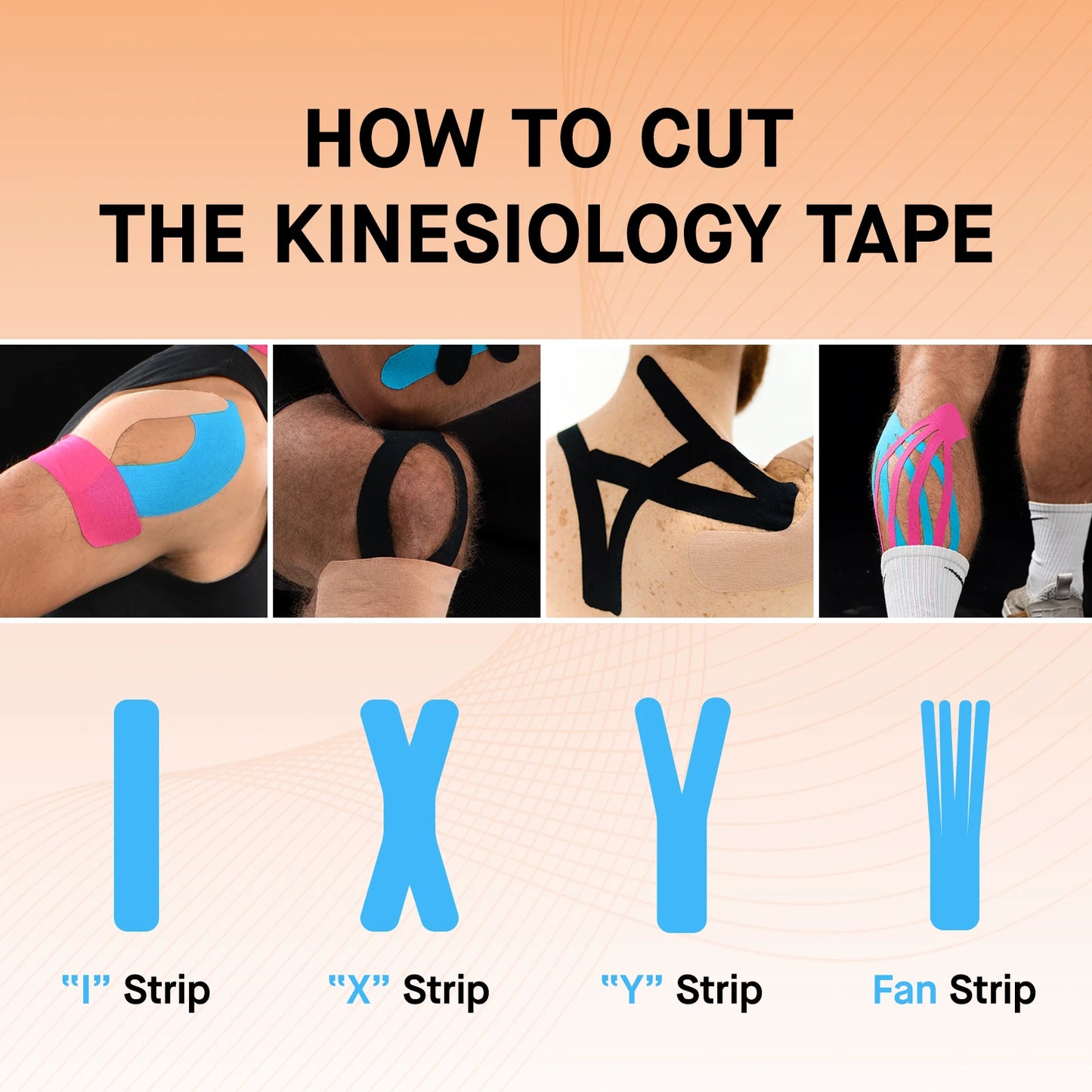 5CM X 5M PRO TAPE Kinesiology Tape Basic Original Cotton Elastic Athletic Tape Latex Free  Uncut Roll Fitness Gym Pain Relief Arm