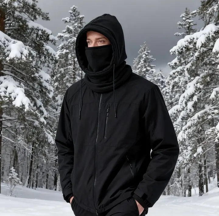 NEW Arrivals Unisex Winter Balaclava Knit Hood - Windproof Mask with Drawstring, Motorcycle Riding Headgear Warm Knitted Cap Outdoor Cold Weather Sports Apparel Accessories