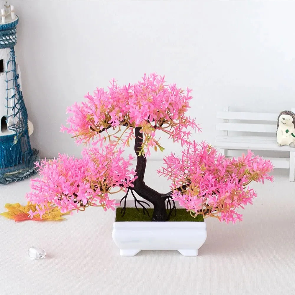 Artificial Plants Potted Bonsai Green Small Tree Plants Fake Flowers Potted Ornaments for Home Garden Decor Hotel Party  Decor
