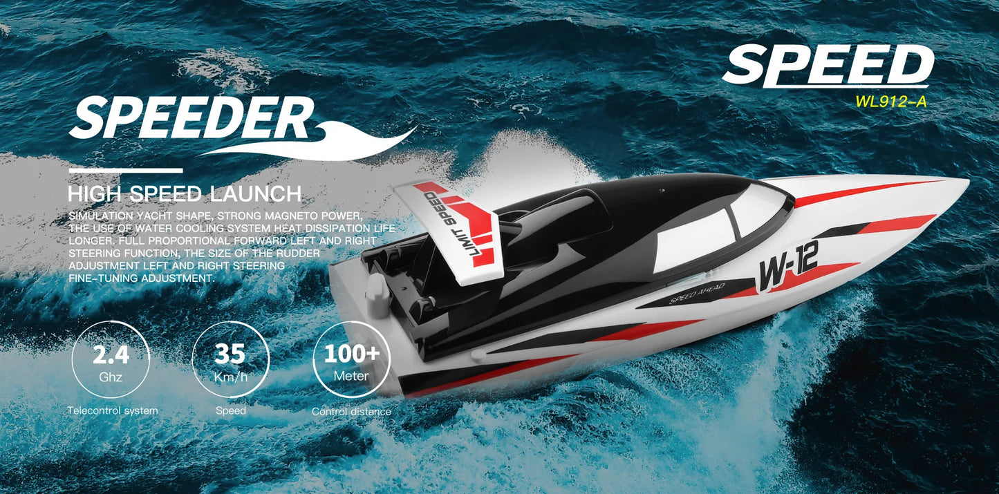 2.4G WL912-A RC Boat Waterproof Upgrade 35km/H High Speed Boat  Rechargeable with Remote Control Ship Adult Children Toys Gifts Summer Water Sports Games Supplies