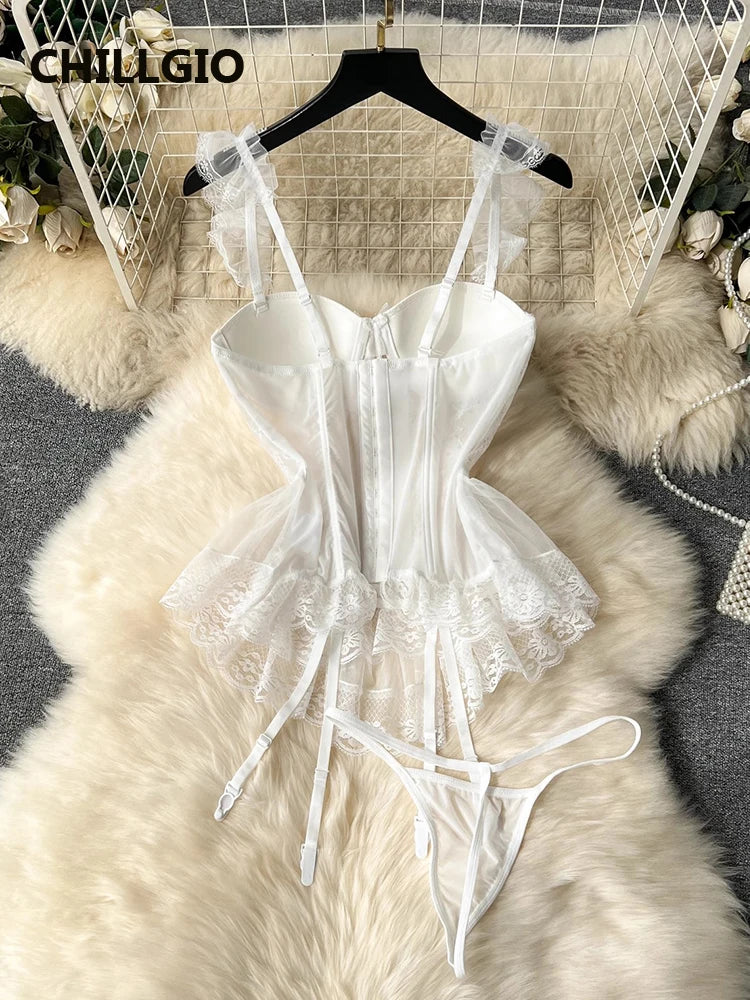 Women Spaghetti Strap Lace Nightgowns Sexy Fashion Bodycon Mesh Intimate Lingerie Sheer Push Up Bodycon Pajamas Suits