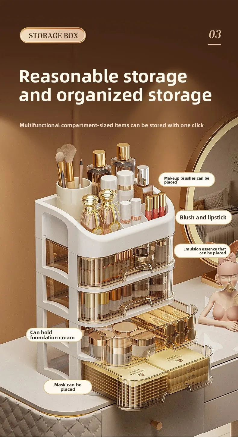 NEW Arrivals 3-5 Layers Luxury Cosmetic Storage Box Large Capacity Dustproof Makeup Organizer for Skincare Masks Lipsticks Accessories Women Cosmetic Supplies