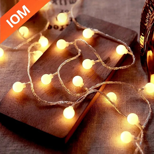 10-12M USB/Battery Power Ball LED String Lights Garland Lights  Outdoor  Lamp Wedding Garden Fairy Lights Christmas Decoration