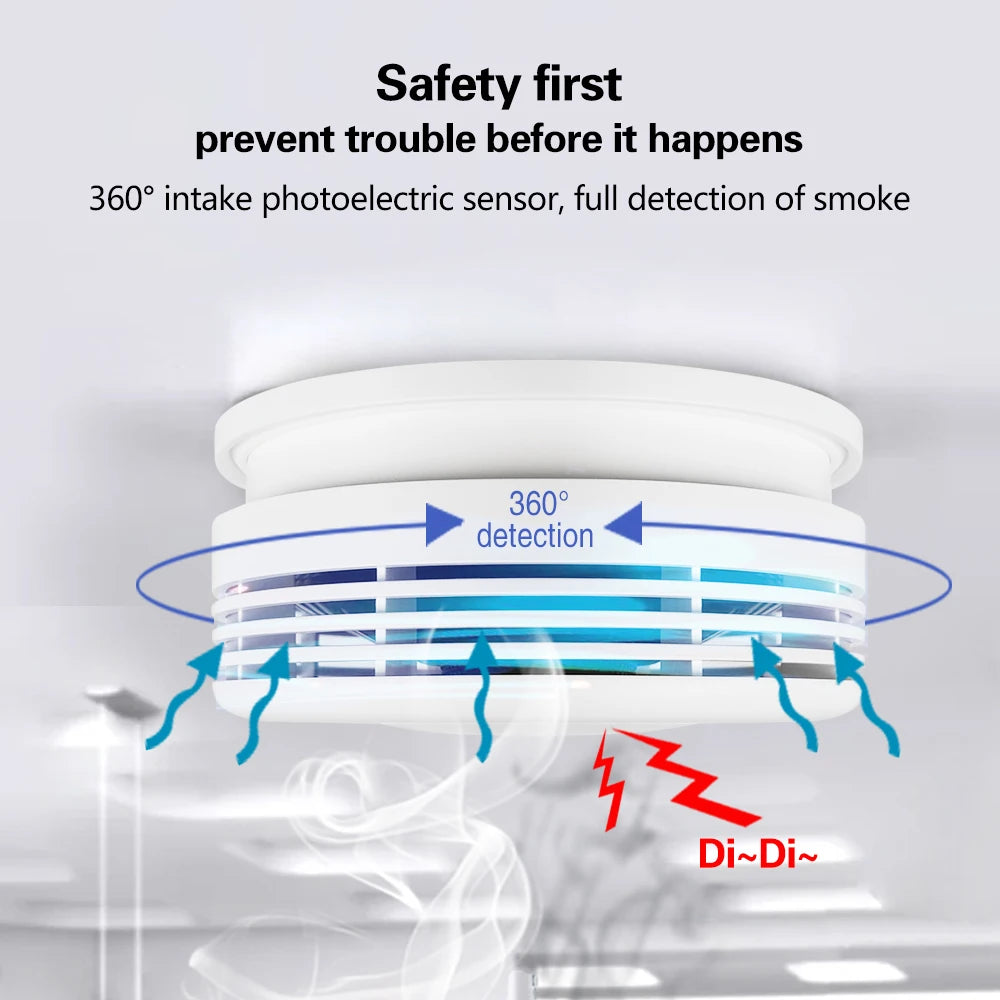 NEW Arrivals 5PCS Set TUYA App Control Wi-Fi Smoke Detector Alarm Smart Fire Protection 90dB Smoke Alarm Sensor Home Office Company Security Supplies System Smart Life APP