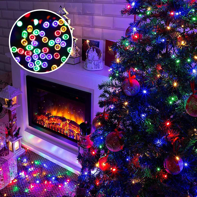 NEW Arrivals SOLAR 12M/22M/32M  LED Outdoor Christmas Light Solar Lamp Garden Christmas Light Xmas Tree Decoration IP65 Fairy String Light Lamp Garland Home Outdoor Garden Courtyard Balcony Decoration Supplies