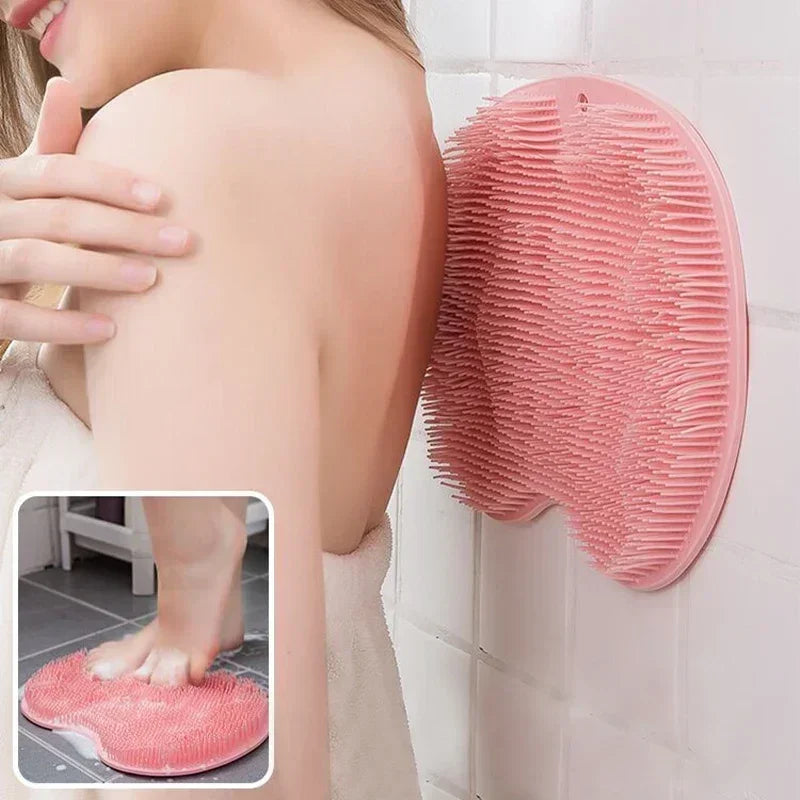 NEW Arrivals 5 Colors Back-Foot Wash Mat Silicone Sponge Body Brush in The Shower Reusable Wall Mounted Back Silicone Bath Foot Massage Pad Shower Home Supplies Bathroom Accessories