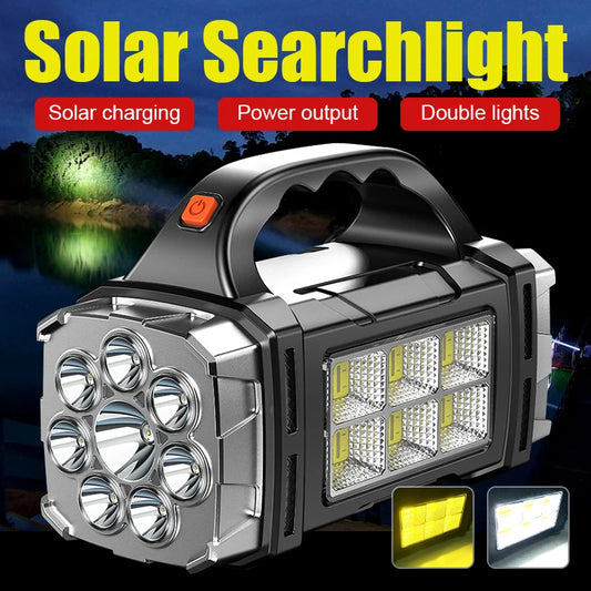 NEW Arrivals 5000mAh Solar LED Flashlight COB Camping Lantern Work Light USB Charging Torch Light Waterproof Portable Searchlight Power Bank