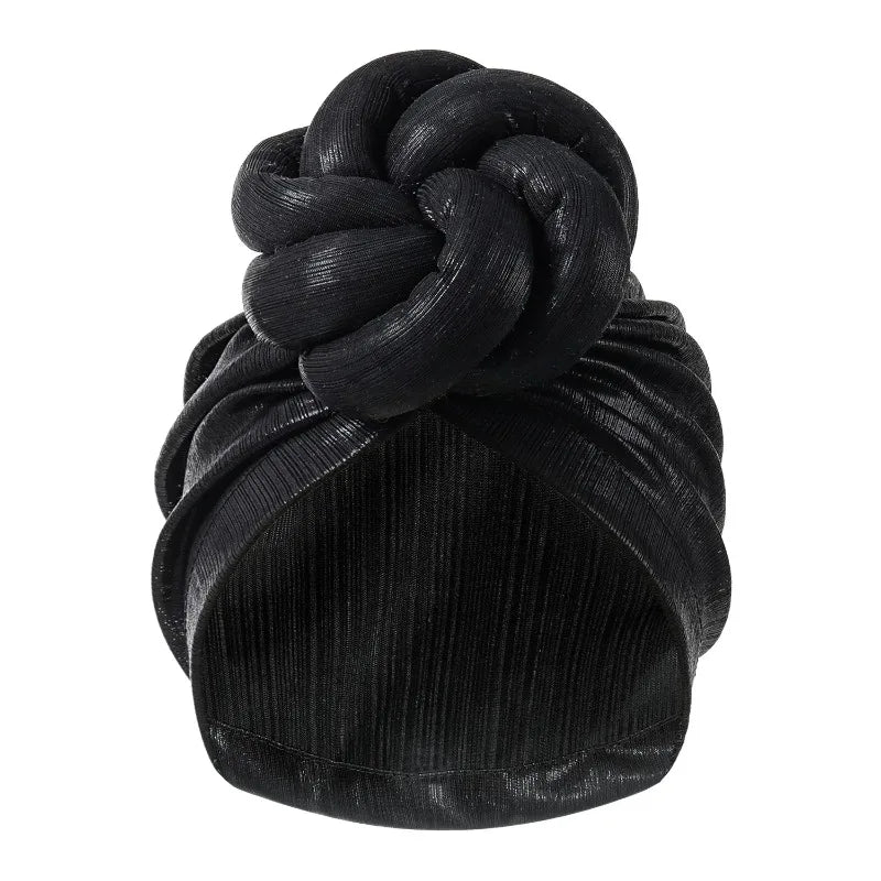12 Colors Ice Silk Luxury Bonnet For Women Turban Hat Hot Ice Silk Quick-Drying Breathable Laser Personality Trend Ethnic Flower-Wrap Knotted Cap female