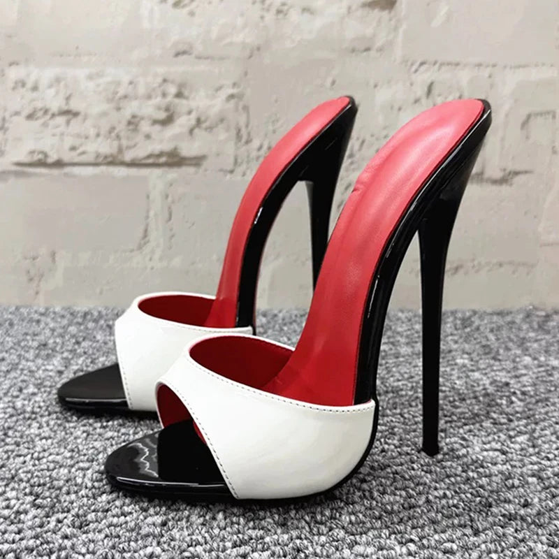 5 Colors UK (4-10) Size Chic Summer 16cm Slipper Slingback White Red inside Super High Heels Sandal Plus Size Fashion Women Fetish Cosplay Club Shoes