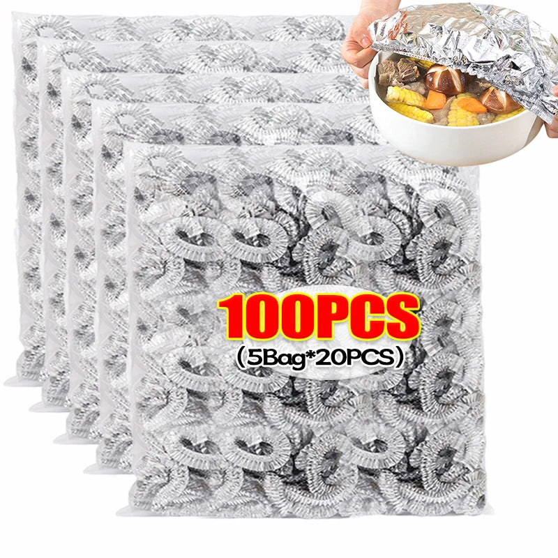 30/100/200PCS Set Outdoor Camping Picnic Travel Disposable Foil Film Food Cover Aluminum Foil Insulation Kitchen Insulation Lid Fresh-Keep Saran Warp Storage Covers Home Kitchen Accessories
