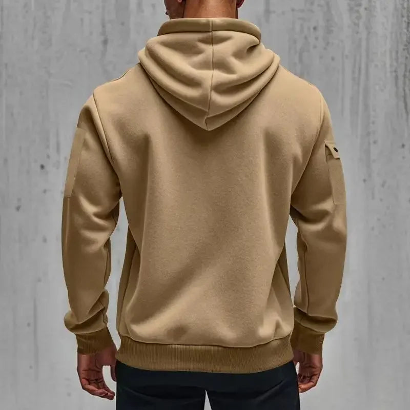 NEW Arrivals 2PCS Set S-3XL 8 Colors Autumn and Winter Men's New Multi-Pocket Zipper European Size Warm Long-Sleeved Hooded Sweatshirt + Pants Gym Fitness Suit Male Men Sports  Casual Fashion Apparel Supplies