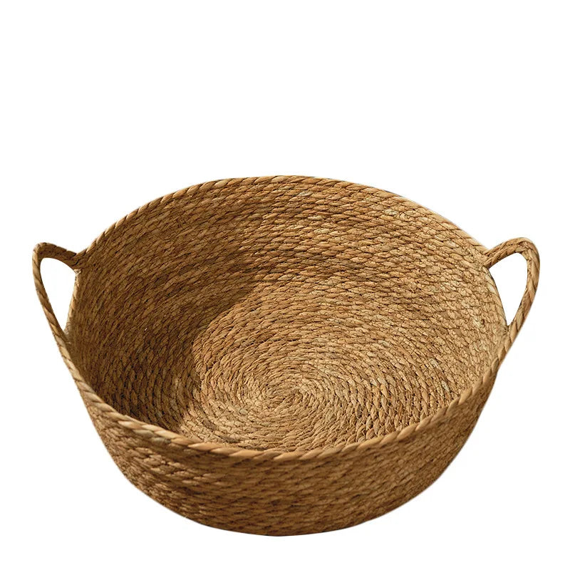 Bamboo Rattan Weaving Basket For Cat Comfortable Sleeping Pet Dog Bed Summer Cool Weave Cat House Donut Round Kitten Puppy Bed