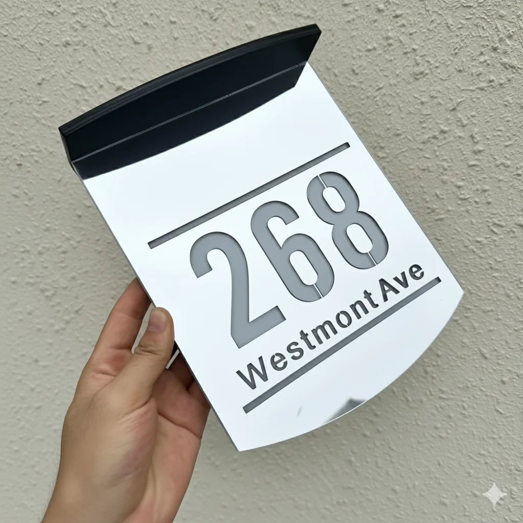 Customized Outdoor Solar House Sign LED Illuminated 3D Laser Cut Acrylic House Numbers Personalized Exterior Family Address Sign Home Lighting Accessories