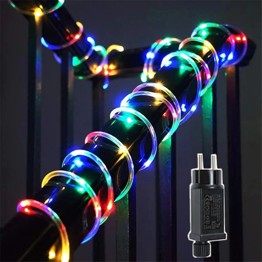 NEW 20/30M-300 LEDS Christmas Garland String Lights Outdoor 8 Modes  Rope Tube Fairy Garden Lights for Party Wedding Holiday Decor