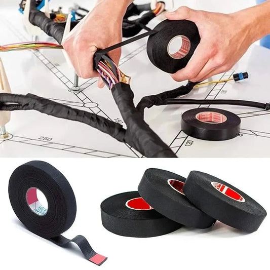 NEW Arrivals 15 Meter Heat-Resistant Flame Retardant Tape Coroplast Adhesive Cloth Tape For Home Garage Car Cable Harness Wiring Loom Protection