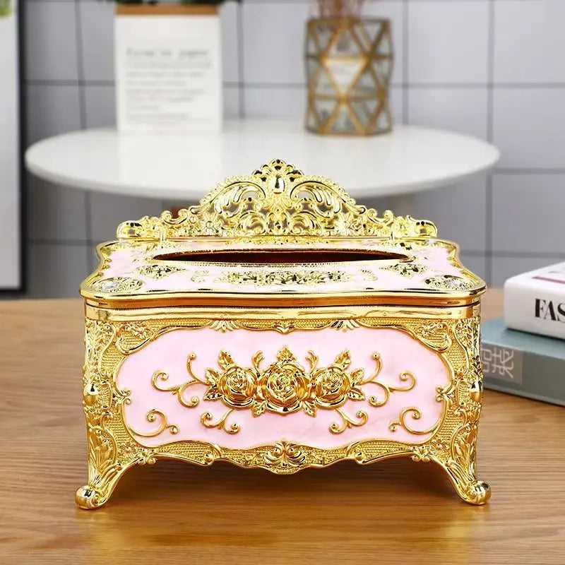 1pc European Antique Romantic Tissue Box, Home Kitchen Living Room Bedroom Dining Room Hotel KTV Office Desktop Decoration Tissue Storage Box
