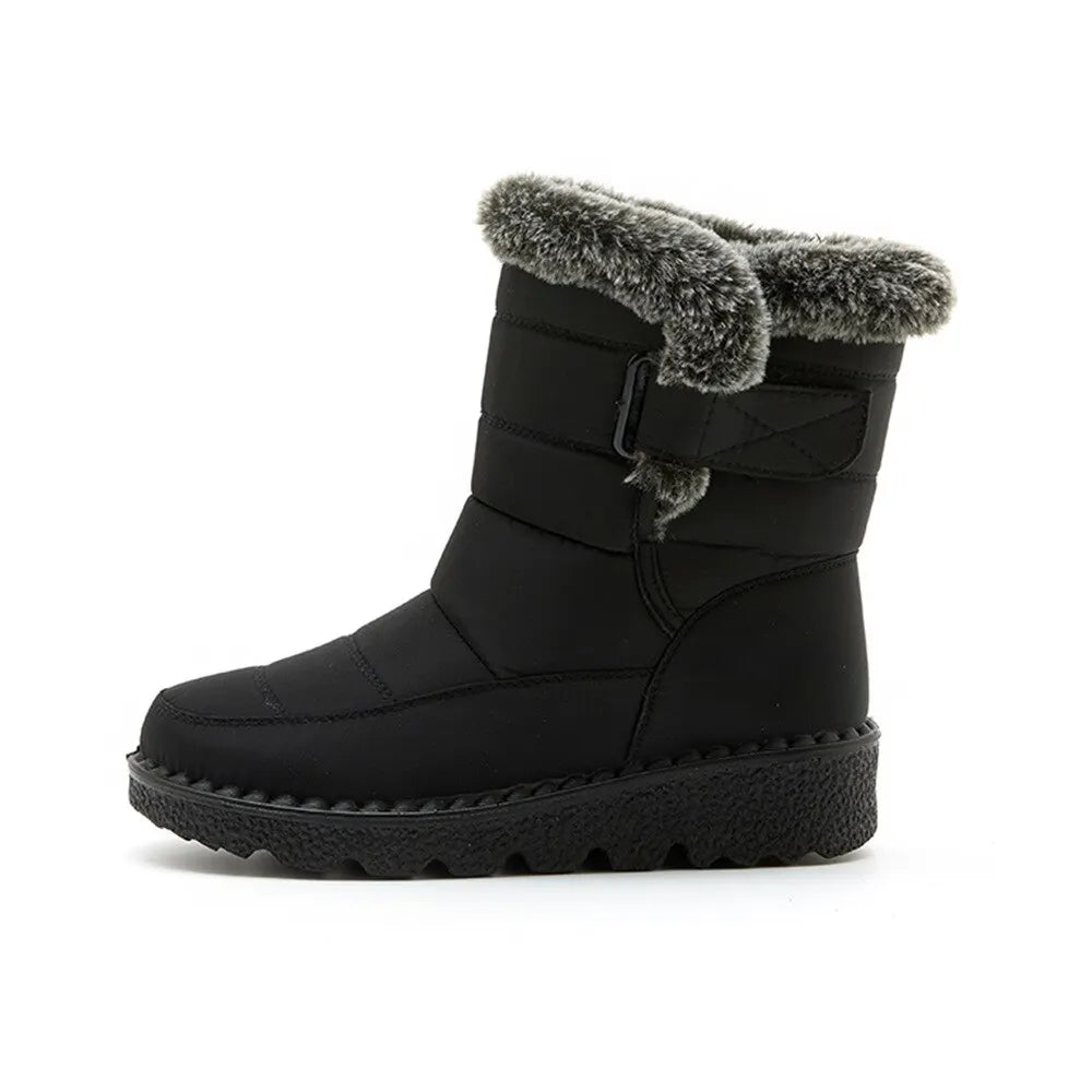 Waterproof Winter New Faux Fur Long Platform Snow Warm Cotton Couples Shoes Plush Woman Ankle Boots