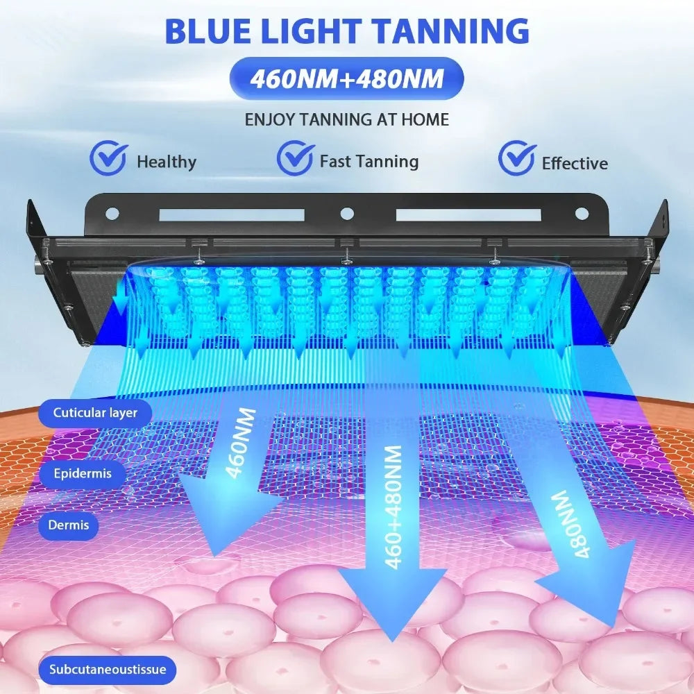 Ultraviolet Tanning Lamp 50W Tripod Solarium Lamp 460nm&480nm for Tanning Full Body 48 PCS Blue Light Lamp Wavelength Skin Care Supplies