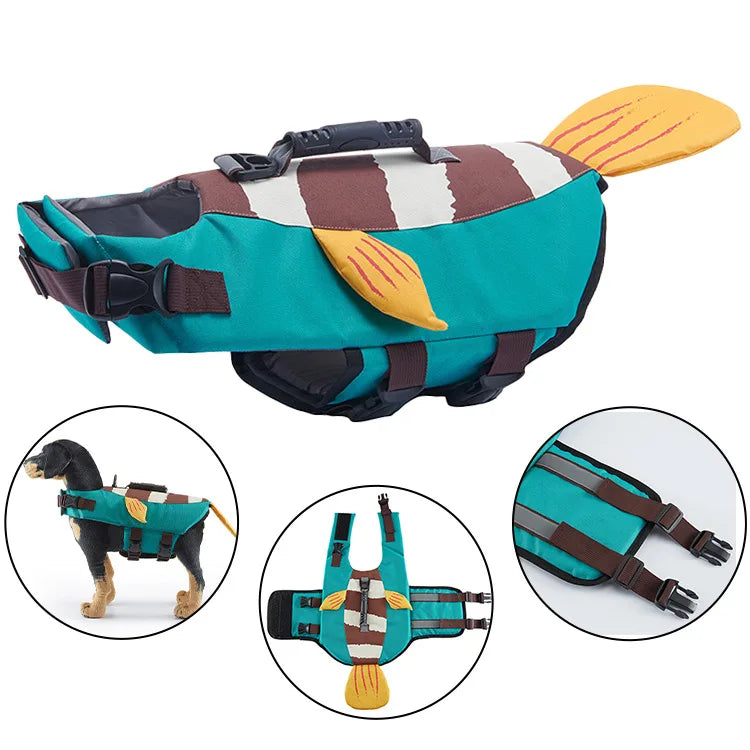 12 Colors Top Quality Dogs Life Jacket for Small Medium Large Dogs Swim Boating Flotation Vests High Buoyancy Shark Pet Swim Safety Vest Pets Apparel Supplies