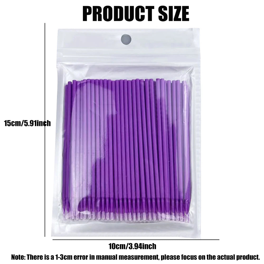 500/1000PCS 4 Colors Eyelash Wool Fiber Cleaning Brush Highly Colorful Crystal Brush Eyelash Micro Brush Beauty Makeup Clean Remover Tool Women Cosmetic Accessories