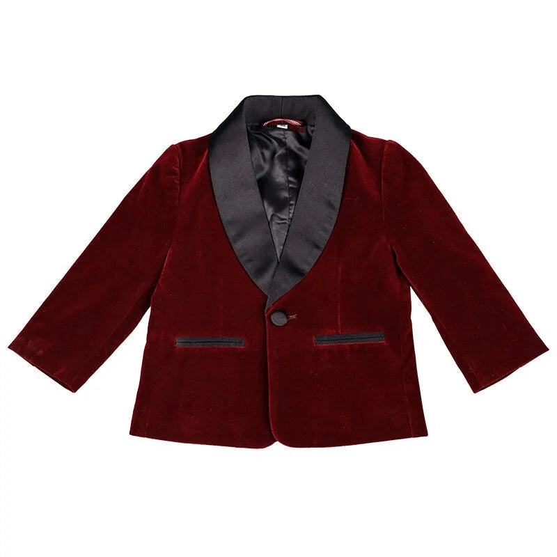 4 PCS Set Green/Black/Red Velvet Suit Luxury Fashion Baby Boy Formal Clothes Set Velvet Jacket Pant Shirt Bowtie Infant Toddler Child Blazer Jacket Baby Clothes Suit 1Y-12Y