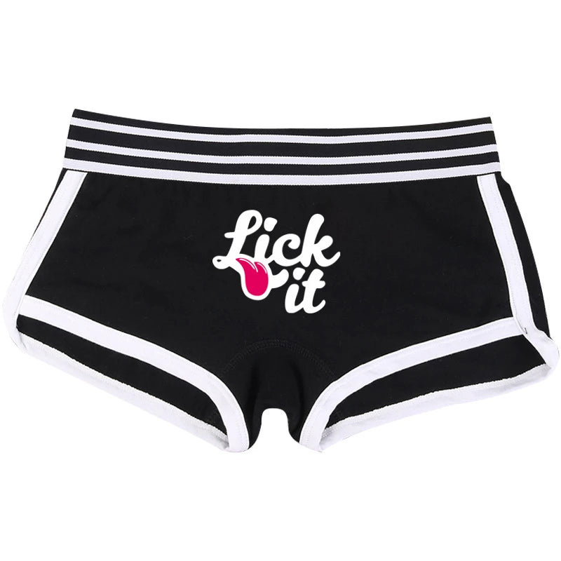 NEW Arrivals *Lick It* Tongue Cotton Underwear for Women New Girls Boxer Shorts Female Boyshorts Panties Breathable Women's Intimates Summer Beach Bar Girls Streetwear Shorts