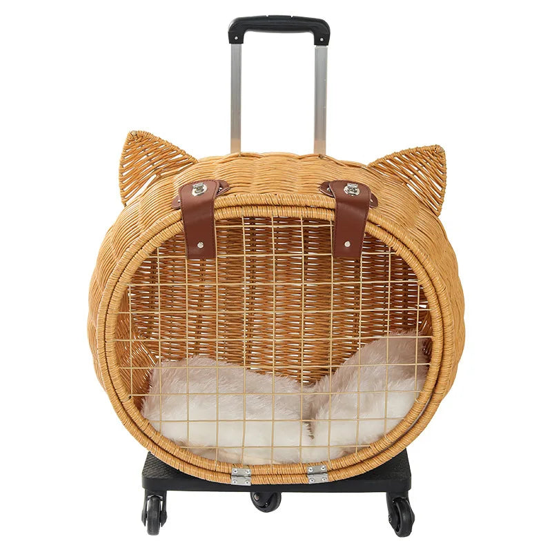 Cat-Dog Portable Bag Pet Outgoing Trolley Case Vine Weaving 13KG Cat and Dog Bag High Beauty Outdoor Travel Bag