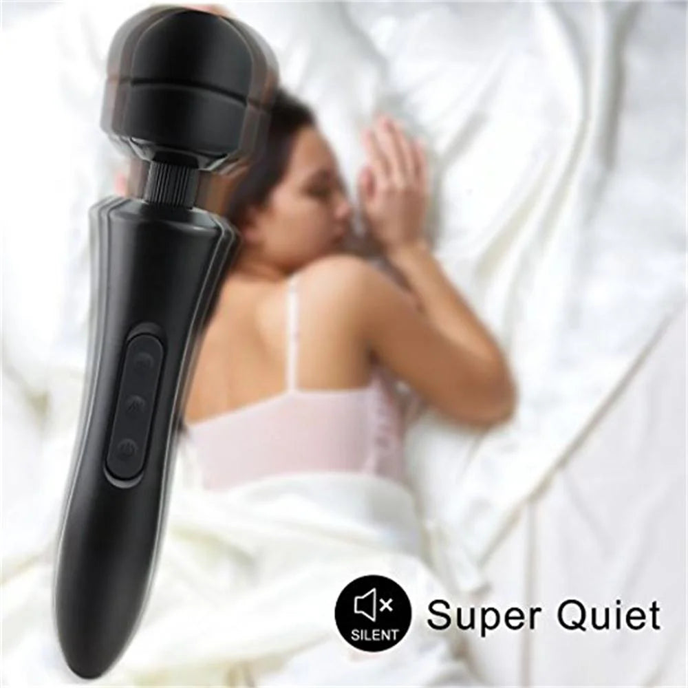 Strong vibration of massage stick 20 frequency 8-speed USB charging large massage stick silent waterproof silicone material